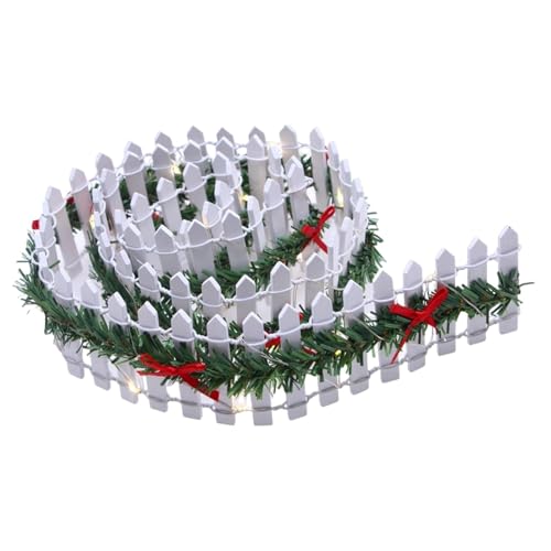 Kleiner Zaun, Weihnachtsgarten Zaun, Miniatur-Zaun - Partydekoration mit LED-Licht, Holz Fee Garten Zubehör für Kinder, von ycezw