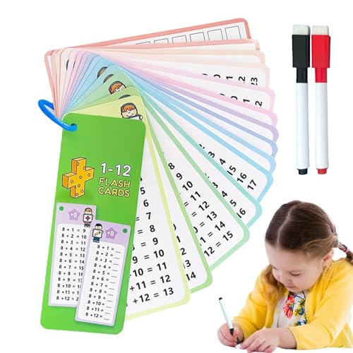 Mathematikkarten, Mathematik-Flashkarten, 15 Lernhilfe-Karten für zu Hause, Mathematik-Studio-Karten mit trocken abwischbaren Stiften für von ycezw