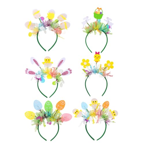Ostern Haarbänder für Kinder, Hase Huhn Headwear | 6- Ostern Stirnband Set mit bunten Haarschnitten, süßen Ostern Zubehör für Kinder und Erwachsene, perfekte Frühlingsdekoration für Urlaub P von ycezw
