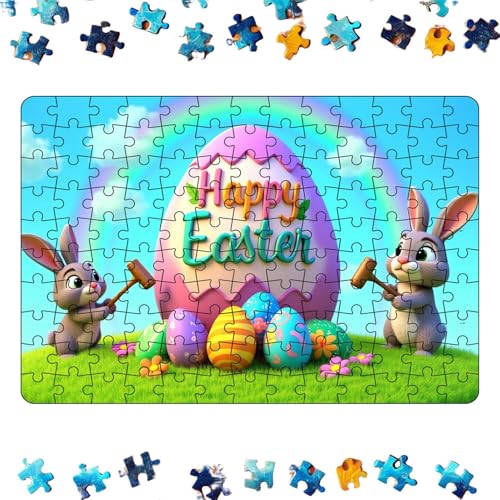 Ostern Puzzles Erwachsene | Niedliches Osterei | Großes Puzzle mit Hasenmotiv mit leuchtenden Farben und Teilen für Urlaubsspaß | Perfekte Heimdekoration und Kadenschild von ycezw