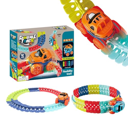 Rennstrecke, Spielzeug-Laufbahn – Flexible Rennstrecke mit lustigem LED-Licht | Lernspielzeug für Mädchen, Studenten Rennstrecke, Spielzeug-Laufbahn – Flexible Rennstrecke mit lustigem LED-Licht | Lernspielzeug für Mädchen, Studenten von ycezw