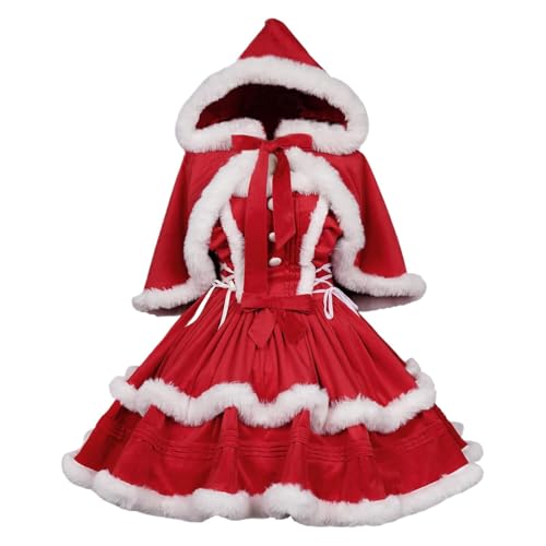 Samt-Outfit für Damen, Samt-Weihnachtskleid, weicher Komfort, Rot, warmer Umhang, Kostüm, für Erwachsene, Freunde Samt-Outfit für Damen, Samt-Weihnachtskleid, weicher Komfort, Rot, warmer Umhang, Kostüm, für Erwachsene, Freunde von ycezw