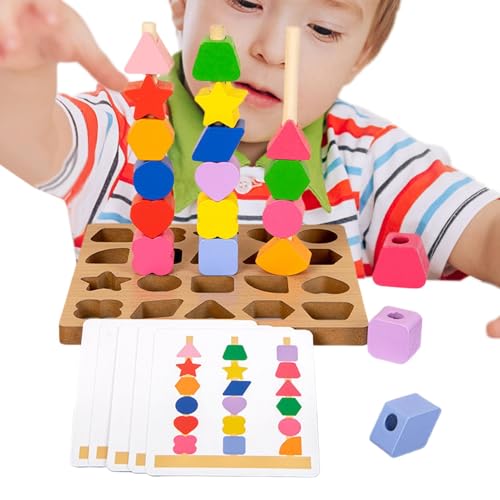 Spielzeug-Set Zum Sequenzieren von Holzperlen, Matching Spiel Von Holzformen | Stapelbarer Farbformenauswahl Passendes sensorisches Spielzeug - Spielzeugauswahl Wenn Spielzeug-Set Zum Sequenzieren von Holzperlen, Matching Spiel Von Holzformen | Stapelbarer Farbformenauswahl Passendes sensorisches Spielzeug - Spielzeugauswahl Wenn von ycezw