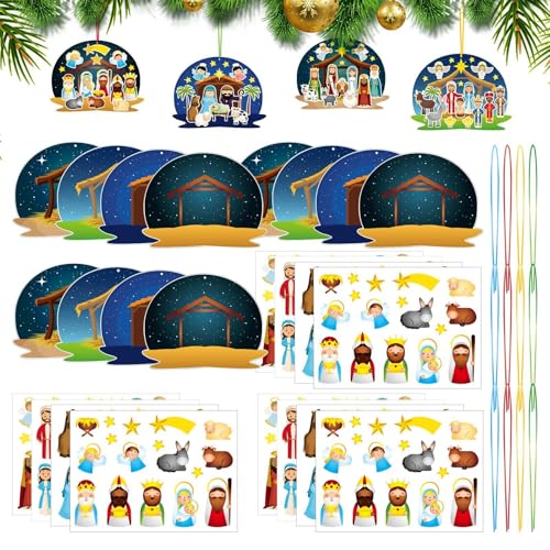 Weihnachts-Sticker-Kollektion - Urlaub Dekoration Kit, Joyful Aufkleber Sortiment | Wunderliche Weihnachts-Krippe-Aufkleber Weihnachtsparty Spiele, 36 Stück Spielerisches Handwerk Für Glaubenbasierte von ycezw