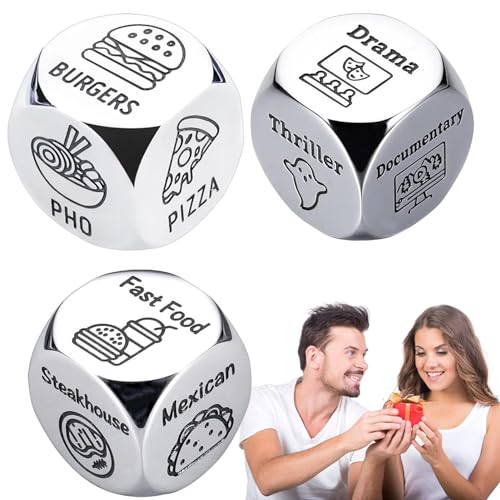 Würfel für Lebensmittelentscheidung, Entscheidungswürfel – 3 Stück lustige Mahlzeiten-Würfel – Niedliche Entscheidungswürfel für Geburtstag, Valentinstag, Würfel zur Wahl der Mahlzeiten von ycezw