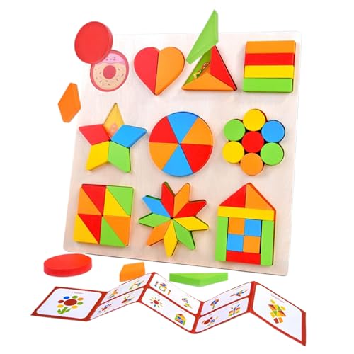 ycezw Bäby Puzzle | Bunte Formmuster Vorbau Lernspielzeuge,Geometrische Blockspiele Für Entwicklungslernen Vorschule Kindergarten Kinder Mädchen Bäby von ycezw