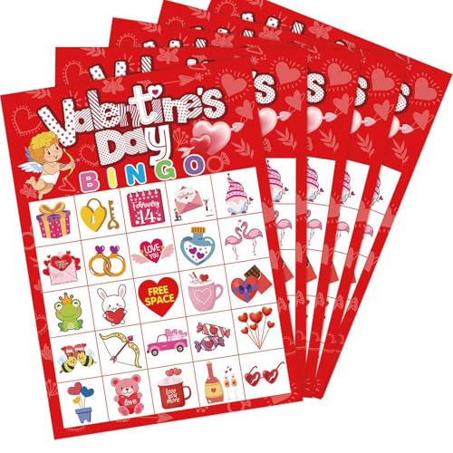 ycezw Bingo Cardboard zum Valentinstag - Bingo Karte Valentinstag Bingo Karte Lustige Party Bingo Karte Vistaprint | von ycezw