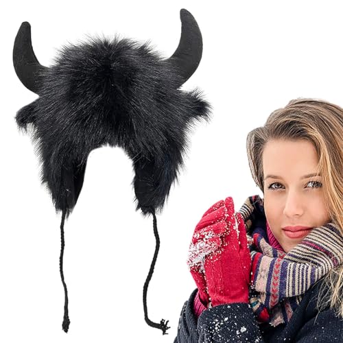 ycezw Bison-Hut mit Hörnern, Plüsch-Hornmütze, Winterhüte, weiche Ohrhüte für Männer und Frauen, Cosplay, Lederhut ycezw Bison-Hut mit Hörnern, Plüsch-Hornmütze, Winterhüte, weiche Ohrhüte für Männer und Frauen, Cosplay, Lederhut von ycezw
