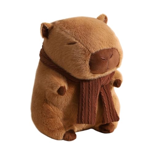 ycezw Capybara Plüschspielzeug, Capybara-Plüschspielzeug, Plüschfigur | aus Plüsch zum Kuscheln, bequemes Tier-Plüschspielzeug mit Schal für Erwachsene und von ycezw
