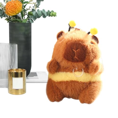 ycezw Capybara Plüschtier – Schlüsselanhänger mit weichem Bienen-Anhänger mit vibrierenden Flügeln | niedliches Capybara Plüschtier für und Familie, Plüschtier für Schlafzimmer, Auto, Sofa und Somm von ycezw
