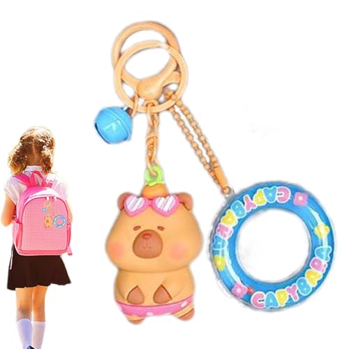 ycezw Capybara Taschenanhänger – kreativer Capybara-Schwimmring, Auto-Schlüsselanhänger, kreativer Capybara-Schlüsselanhänger, Cartoon-Schlüsselanhänger, niedlicher Rucksack, Taschenanhänger für von ycezw