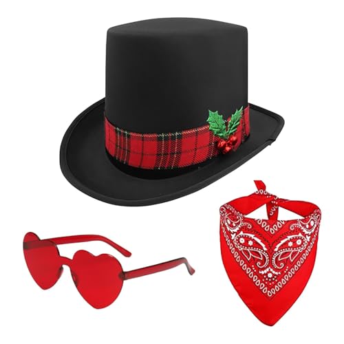 ycezw Cowboyhut-Set für Weihnachten, Westernhut, Party-Kopfbedeckung, 3 x Herz-Brille, Weihnachtsparty-Hut, Cowgirl-Hut, breite Krempe, Western-Kostüm-Zubehör ycezw Cowboyhut-Set für Weihnachten, Westernhut, Party-Kopfbedeckung, 3 x Herz-Brille, Weihnachtsparty-Hut, Cowgirl-Hut, breite Krempe, Western-Kostüm-Zubehör von ycezw