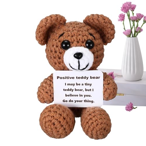 ycezw Emotionaler Unterstützungsbär, Bärenspielzeug | positiver gehäkelter Tierbär – positiver Strickbär, weiche und lustige Tierfigur für Kinderzimmer von ycezw