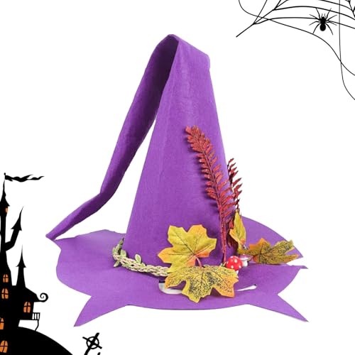 ycezw Halloween Hexenhut, Hexenhut für Mädchen | Hexenkostüm für Erwachsene Halloween Party Hut | Gealterter spitzer Hut mit breiter Krempe mit Verzierungen von ycezw