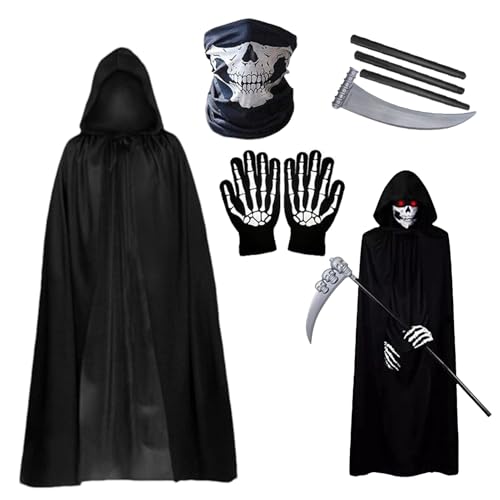 ycezw Kapuzenumhang, Halloween-Umhang, Kostüme, Party-Umhang, verstellbare Bademäntel mit Handschuhen, Unisex-Kostüme, volle Länge, für Damen, Herren, Zauberer, Erwachsene ycezw Kapuzenumhang, Halloween-Umhang, Kostüme, Party-Umhang, verstellbare Bademäntel mit Handschuhen, Unisex-Kostüme, volle Länge, für Damen, Herren, Zauberer, Erwachsene von ycezw