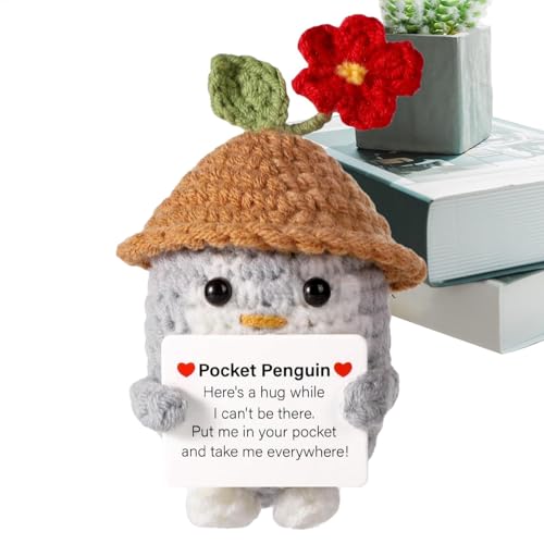 ycezw Kartoffel mit positivem Leben – lustiger positiver Pinguin, gehäkelte Tiere für Weihnachten | von Kartoffelpinguin, Taschengröße, Pinguin-Dekoration von ycezw