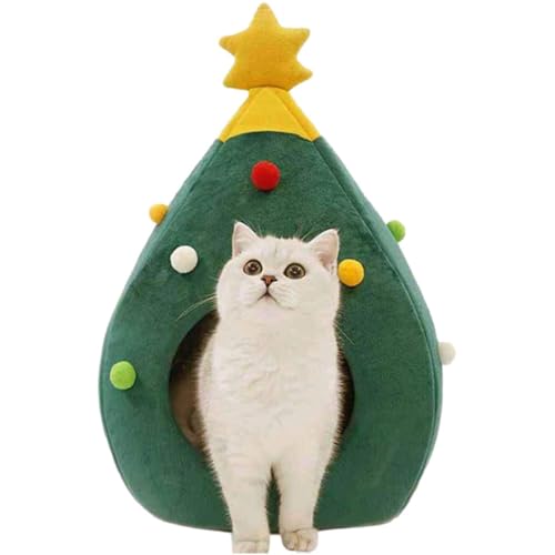 ycezw Katzenhaus für Weihnachten – Katzenhöhle – Katze Bett Weihnachtsbaum Zelt Haus Haustier Innen Katzen Höhle Kätzchen Welpen Hütte Versteck Tier Höhle Bett von ycezw