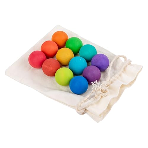 ycezw Kleine Kugeln in Regenbogenfarben aus Holz | 12 Stück Kugeln für Zählaktivitäten, Lernspielzeug zum Sortieren und Zählen mit Griff für Kleinkinder, Mädchen und , Spielaktivität zu Hause von ycezw