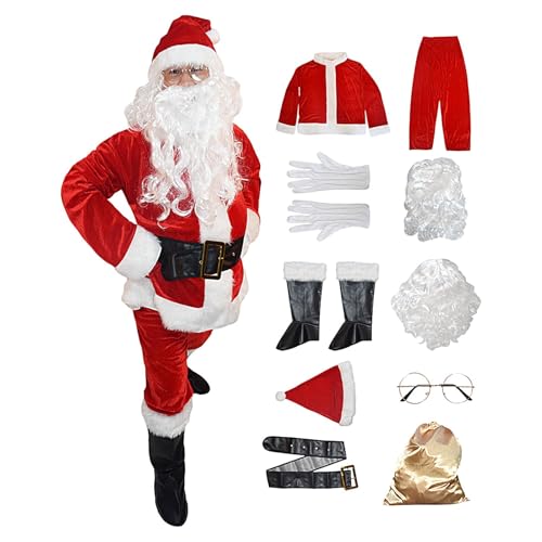 ycezw Komplettes Weihnachtsmann-Kostüm, Weihnachtsmann-Kostüm für Herren, luxuriöses Weihnachtsmann-Kostüm, Weihnachtsmann-Outfit für erwachsene Männer, klassisch, bequem und atmungsaktiv, für Partys ycezw Komplettes Weihnachtsmann-Kostüm, Weihnachtsmann-Kostüm für Herren, luxuriöses Weihnachtsmann-Kostüm, Weihnachtsmann-Outfit für erwachsene Männer, klassisch, bequem und atmungsaktiv, für Partys von ycezw