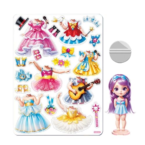 ycezw Magnetische Puppen, Prinzessin, magnetisch, Prinzessinnenkleid, magnetische Puppen, Papierpuppen, Puzzle, magnetische Bekleidungspuzzle, kreative Modekostüme von ycezw