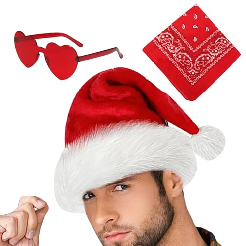 ycezw Nikolaus Cowboyhüte Set, Weihnachts-Cowboyhut | Cowboyhut Cosplay Western Hut | Weihnachtspartyhut mit 3X Herzbrille, Weihnachtsmütze ycezw Nikolaus Cowboyhüte Set, Weihnachts-Cowboyhut | Cowboyhut Cosplay Western Hut | Weihnachtspartyhut mit 3X Herzbrille, Weihnachtsmütze von ycezw