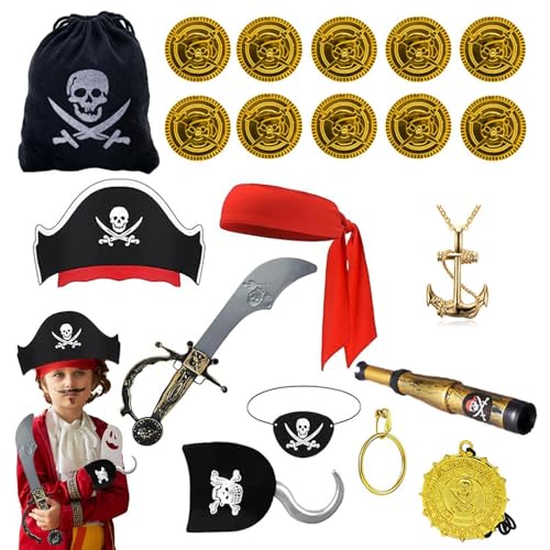 ycezw Piraten-Zubehör für Halloween-Party, Piratenkapitäns-Kostüm-Zubehör für Piratenhut und Piratenkapitäns-Kopfband, Co-Zubehör ycezw Piraten-Zubehör für Halloween-Party, Piratenkapitäns-Kostüm-Zubehör für Piratenhut und Piratenkapitäns-Kopfband, Co-Zubehör von ycezw