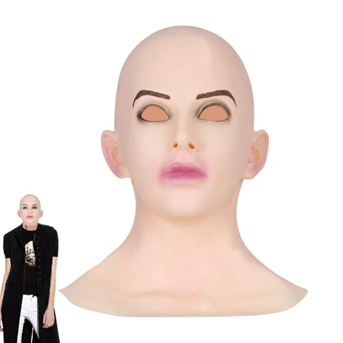 ycezw Realistische Hauptmaske – nackte Latexmaske für Frauen, Masken-Kopfbedeckung | Sichtbare Gesichtsabdeckung News Kostüm Prop für die Party und zum Spielen mit effektivem Design von ycezw