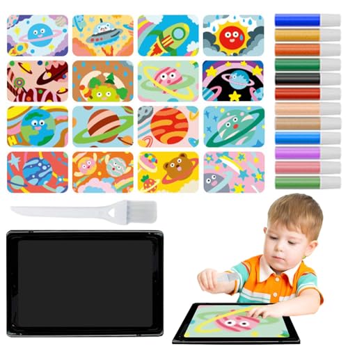 ycezw Sandkunst-Sets für Sandmalerei für Color Sand Art Pictures Kits zum Abziehen und Aufkleben, bunt, 12 Sandfarben, 1 Tablett, 1 Pinsel, 1 Tablett, 16 Bilder zum Abziehen und Aufkleben ycezw Sandkunst-Sets für Sandmalerei für Color Sand Art Pictures Kits zum Abziehen und Aufkleben, bunt, 12 Sandfarben, 1 Tablett, 1 Pinsel, 1 Tablett, 16 Bilder zum Abziehen und Aufkleben von ycezw