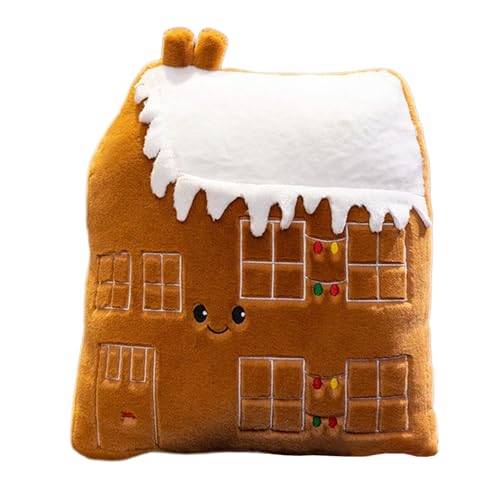ycezw Schießkissen mit Brotmann Plüschpuppe mit Lebkuchenmann - Weihnachtskissen mit Plüschfigur - Foto-Requisiten für Weihnachtsfeiern von ycezw