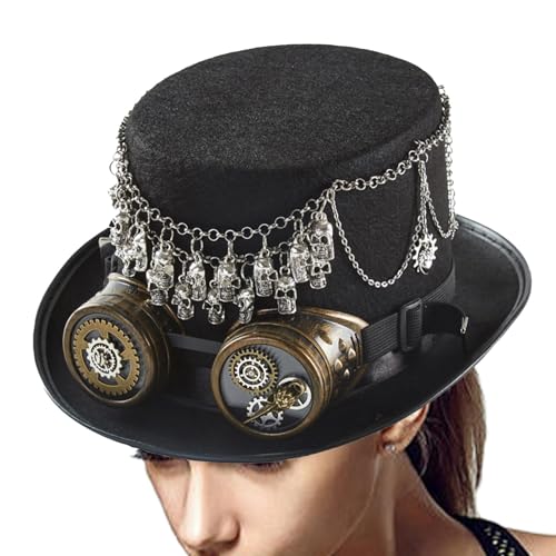 ycezw Steampunk-Hut für Herren, Steam-Punk-Hut, für Herren, Halloween-Kostüm, Steampunk-Hut mit abnehmbarer Brille, Vintage-Hut für Halloween-Party, Cosplay ycezw Steampunk-Hut für Herren, Steam-Punk-Hut, für Herren, Halloween-Kostüm, Steampunk-Hut mit abnehmbarer Brille, Vintage-Hut für Halloween-Party, Cosplay von ycezw