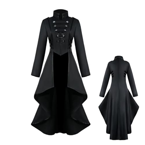 ycezw Viktorianisches Abendkleid für Dame, Gotisches viktorianisches Abendkleid für Dame,Renaissance Steampunk Abendkleid - Gotische Abendkleid Uniform, viktorianischer Schwanz lange Trenchjacke von ycezw