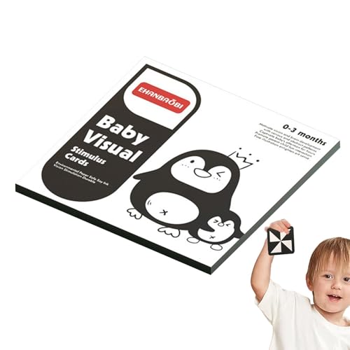 ycezw Visuelle Stimulationskarten | Schwarz-Weiß-visuelle Stimulus-Karten – sensorische Entwicklungskarten pädagogische Bildkarten für Kinder Zuhause Laerning von ycezw