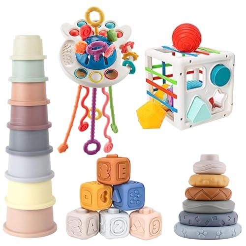 ycezw Weiche Bausteine, Sortierspielzeug für Kleinkinder, stapelbares Beißspielzeug, sensorisches Spielzeug für Kleinkinder, Sortieren, Stapeln und Stecken, Beißblöcke von ycezw