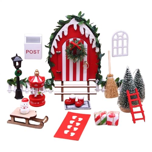 ycezw Weihnachtspuppenhaus Miniaturen, Weihnachtsszene des Puppenhaus - Dorftürstatue Desktop-Dekorationen im Maßstab 1:12 - Puppenhaus ycezw Weihnachtspuppenhaus Miniaturen, Weihnachtsszene des Puppenhaus - Dorftürstatue Desktop-Dekorationen im Maßstab 1:12 - Puppenhaus von ycezw