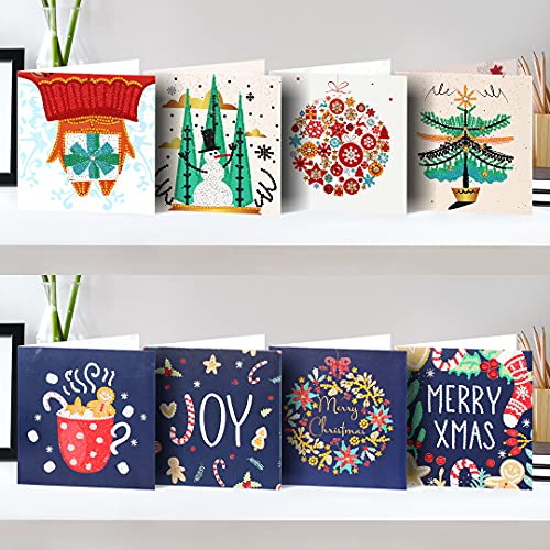 ycyingcheng 5D Diamant Malerei Weihnachtskarten, 8pc 5D DIY Diamant frohe Weihnachtskarte, spezielle Form Geburtstag Hochzeit Grußkarte, 30 * 15cm von ycyingcheng