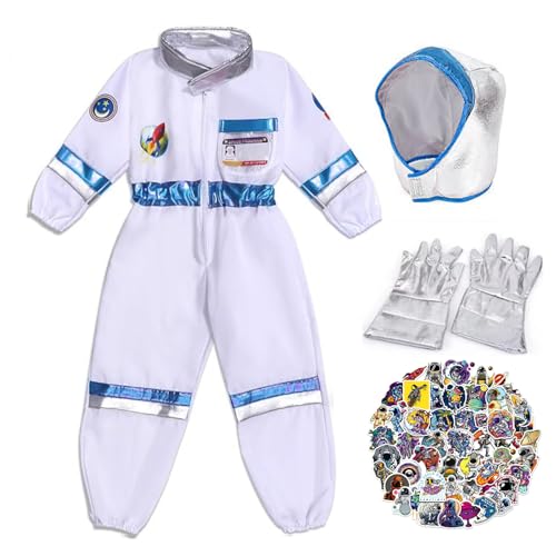 yecwkaz Astronaut Kostüm für Kinder, weißes Astronaut Kleid mit Helm, Handschuhen und 50 Spaceman-Aufklebern, Raumanzug für Karneval, Halloween, Geburtstag, Cosplay, L yecwkaz Astronaut Kostüm für Kinder, weißes Astronaut Kleid mit Helm, Handschuhen und 50 Spaceman-Aufklebern, Raumanzug für Karneval, Halloween, Geburtstag, Cosplay, L von yecwkaz