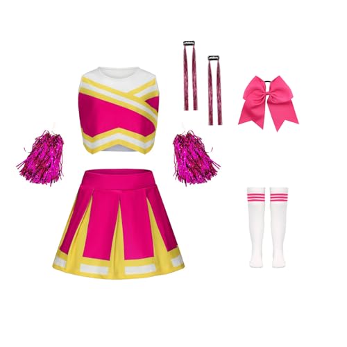 yecwkaz Cheerleader-Kostüm für Mädchen, Cheerleader-Kleid Mädchen Cheerleading Outfit mit Pompons, Socken, Perücken für Halloween, Karneval, Sportveranstaltung, Pink 170 cm yecwkaz Cheerleader-Kostüm für Mädchen, Cheerleader-Kleid Mädchen Cheerleading Outfit mit Pompons, Socken, Perücken für Halloween, Karneval, Sportveranstaltung, Pink 170 cm von yecwkaz