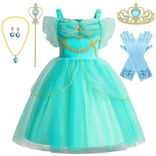 yecwkaz Jasmine Prinzessinnenkleid für Mädchen, Jasmin-Kleid mit Krone, Halsketten, für Party, Tanz, Geburtstag, Karneval, Halloween 100 yecwkaz Jasmine Prinzessinnenkleid für Mädchen, Jasmin-Kleid mit Krone, Halsketten, für Party, Tanz, Geburtstag, Karneval, Halloween 100 von yecwkaz