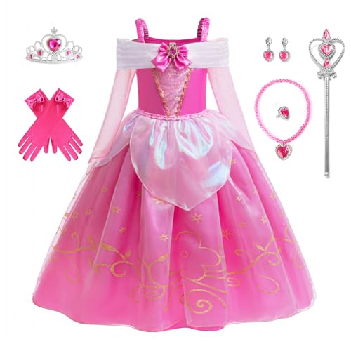 yecwkaz Mädchenkleid Prinzessin Aurora Kostüm Dornröschen mit Krone Ring Halskette Aurora für Geburtstag Party Weihnachten Halloween Karneval Cosplay Party Kostüm, 150 cm yecwkaz Mädchenkleid Prinzessin Aurora Kostüm Dornröschen mit Krone Ring Halskette Aurora für Geburtstag Party Weihnachten Halloween Karneval Cosplay Party Kostüm, 150 cm von yecwkaz