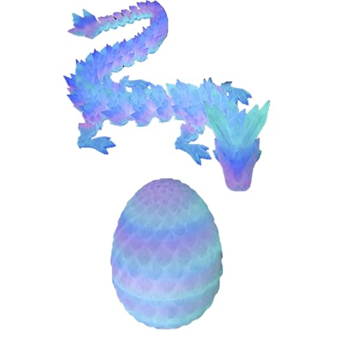 Drachen Spielzeug,3D Drache,Beweglicher Drache,drachenei mit Drache,3D gedrucktes Drachenei,Drachenei für Erwachsene Kinder Geschenke Heim Und Bürodek(Schillernd) von yeemeen