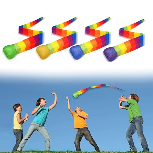 Schweifball Kinder, 4Pcs Kometenball, Ball Regenbogen Schweif, Catch Tail Ball Sicher für den Außen- und Innenbereich, Geschicklichkeitsspiel für Kinder, Fangen und Werfen Schweifball Kinder, 4Pcs Kometenball, Ball Regenbogen Schweif, Catch Tail Ball Sicher für den Außen- und Innenbereich, Geschicklichkeitsspiel für Kinder, Fangen und Werfen von yeemeen