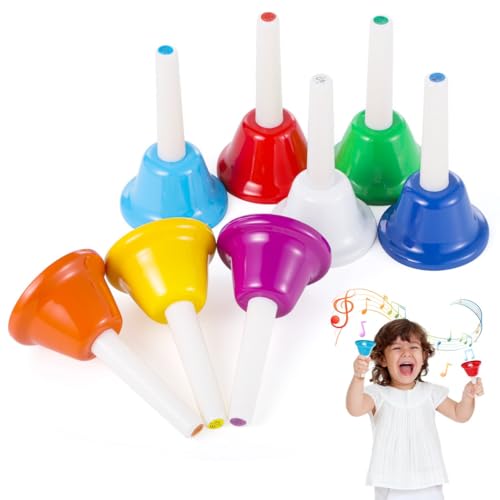 yeeplant 8 bunte Handglocken für Kinder, Musikspielzeug aus Metall für Festivals, Musikunterricht und Familienspaß yeeplant 8 bunte Handglocken für Kinder, Musikspielzeug aus Metall für Festivals, Musikunterricht und Familienspaß von yeeplant