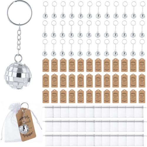 yeeplant Disco-Schlüsselanhänger, Spiegelkugel-Design, tragbar, inklusive Geschenktüten und Dankeskarten für Veranstaltungen, 36 Stück yeeplant Disco-Schlüsselanhänger, Spiegelkugel-Design, tragbar, inklusive Geschenktüten und Dankeskarten für Veranstaltungen, 36 Stück von yeeplant