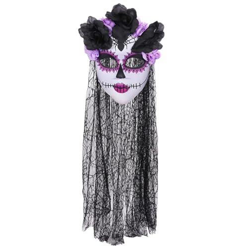 yeeplant Elastische Vollgesichts-Cosplay-Gesichtsbedeckung mit Blumengaze Universal Halloween Dehnbar Rutschfest Atmungsaktiv Schrecklich Lustig Gesichtsabdeckung von yeeplant