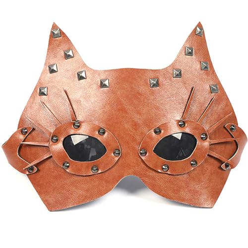 yeeplant Karneval Cosplay Gesichtsbedeckung - Kunstleder Katze Halloween Party Dekorative Gesichtsbedeckung von yeeplant