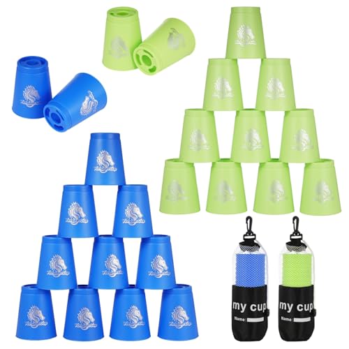 yeesport 24 Stück Sport-Stapelbecher, Geschwindigkeits-Trainingsspiel für Herausforderungswettkämpfe, Stapelbecher aus Kunststoff, klassisches Familienspiel für Kinder und Erwachsene, Blau+Grün yeesport 24 Stück Sport-Stapelbecher, Geschwindigkeits-Trainingsspiel für Herausforderungswettkämpfe, Stapelbecher aus Kunststoff, klassisches Familienspiel für Kinder und Erwachsene, Blau+Grün von yeesport