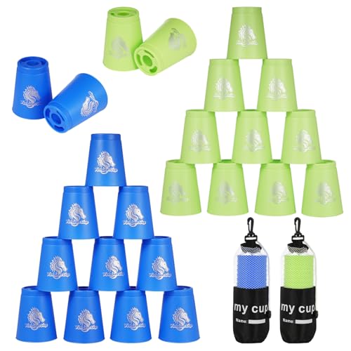 yeesport 24 Stück Sport-Stapelbecher, Sport gkeits-Trainingsspiel für Herausforderungswettkämpfe, Stapelbecher aus Kunststoff, klassisches Familienspiel für Kinder und Erwachsene, Blau+Grün yeesport 24 Stück Sport-Stapelbecher, Sport gkeits-Trainingsspiel für Herausforderungswettkämpfe, Stapelbecher aus Kunststoff, klassisches Familienspiel für Kinder und Erwachsene, Blau+Grün von yeesport