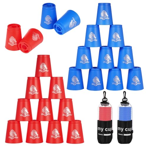 yeesport 24 Stück Sport-Stapelbecher, Sport gkeits-Trainingsspiel für Herausforderungswettkämpfe, Stapelbecher aus Kunststoff, klassisches Familienspiel für Kinder und Erwachsene, Blau+Rot yeesport 24 Stück Sport-Stapelbecher, Sport gkeits-Trainingsspiel für Herausforderungswettkämpfe, Stapelbecher aus Kunststoff, klassisches Familienspiel für Kinder und Erwachsene, Blau+Rot von yeesport