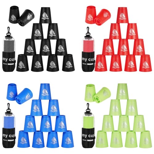 48 Stück Sport-Stapelbecher, Geschwindigkeits-Trainingsspiel für Herausforderungswettkämpfe, Stapelbecher aus Kunststoff, klassisches Familienspiel für Kinder und Erwachsene, Rot+Blau+Grün+Schwarz 48 Stück Sport-Stapelbecher, Geschwindigkeits-Trainingsspiel für Herausforderungswettkämpfe, Stapelbecher aus Kunststoff, klassisches Familienspiel für Kinder und Erwachsene, Rot+Blau+Grün+Schwarz von yeesport