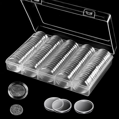 yivom 100 Stück 27mm Münzkapseln, Runder Münze Kapseln, Durchsichtige Münzhalter Kapseln mit münzkoffer für Münzen Aufbewahrung, Sammlermünzen, Gedenkmünzen yivom 100 Stück 27mm Münzkapseln, Runder Münze Kapseln, Durchsichtige Münzhalter Kapseln mit münzkoffer für Münzen Aufbewahrung, Sammlermünzen, Gedenkmünzen von yivom